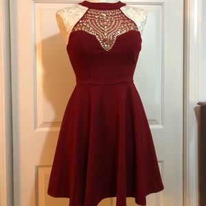 Burgundy beaded dress